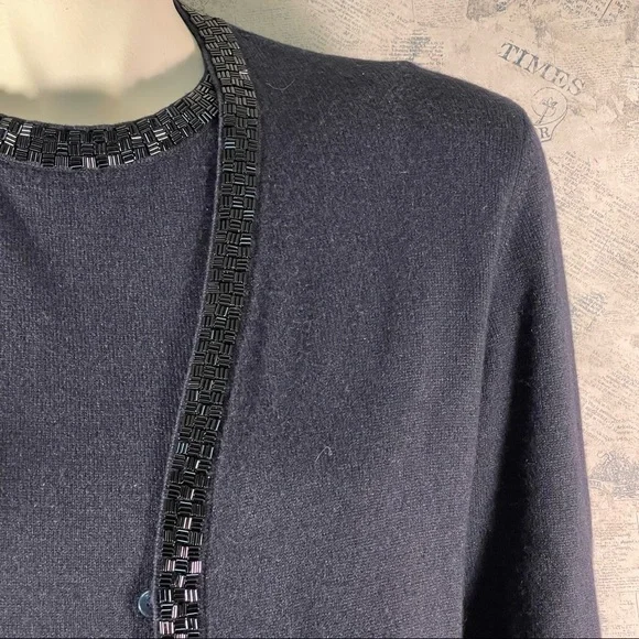 Escada for Neiman Marcus Knittedtop and cardigan with Bugle beads